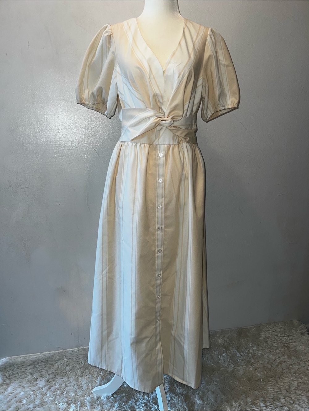NWT Sam Edelman Butter Striped Knot-Front Maxi Dress